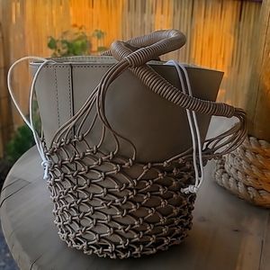 J.CREW Sedona bag in leather basketNWT  MACADAMIA